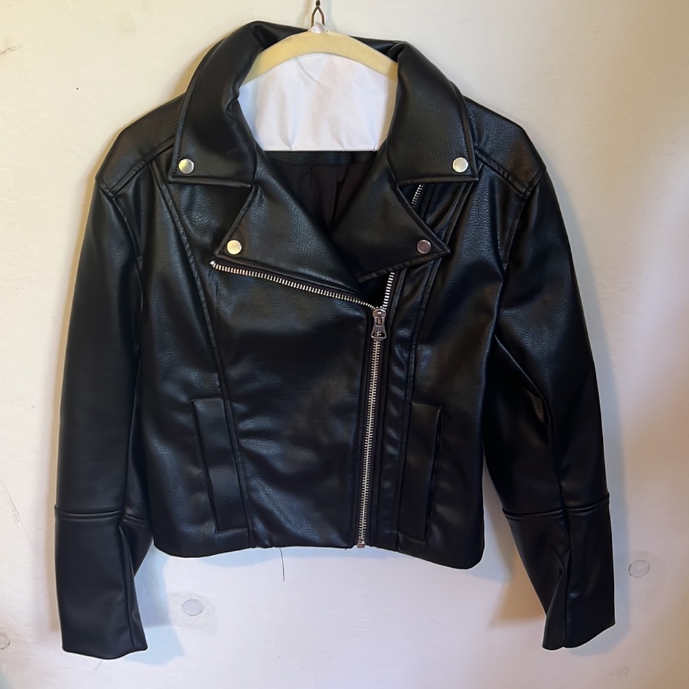 Faux black leather jacket